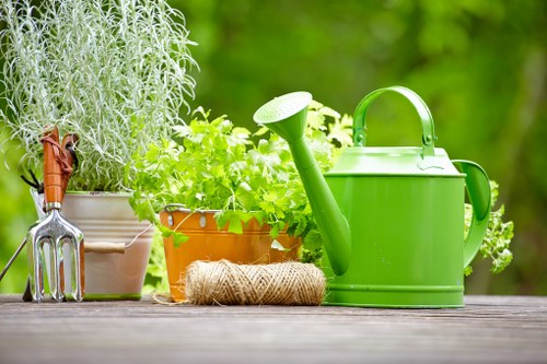 Healthy green grass being mowed by a lawn mower
